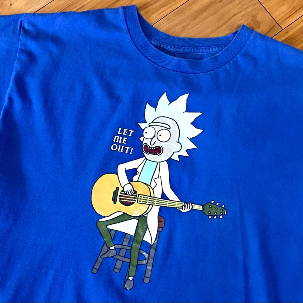 Rick Morty cartoon adult swim T shirt top royal blue large vintage graphics